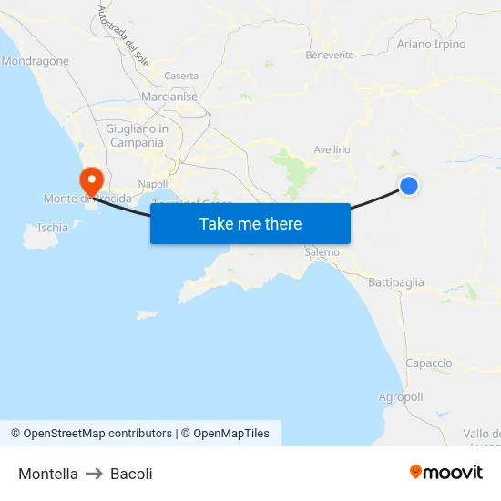 Montella to Bacoli map