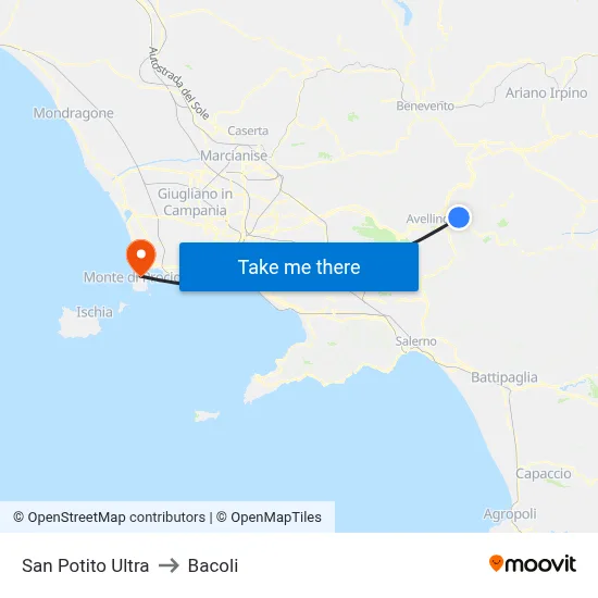 San Potito Ultra to Bacoli map