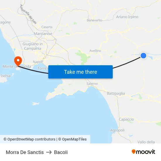 Morra De Sanctis to Bacoli map