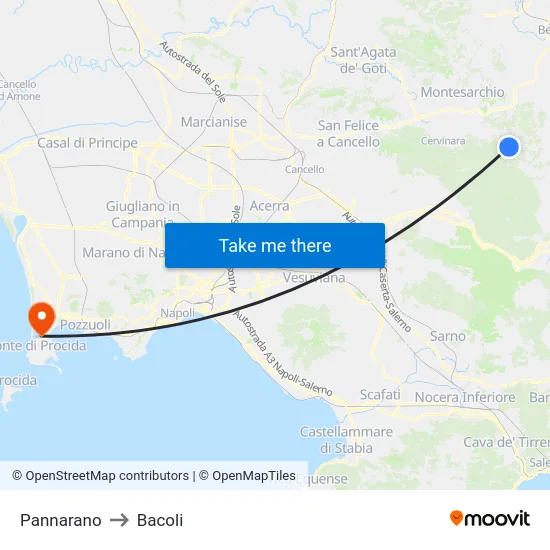 Pannarano to Bacoli map