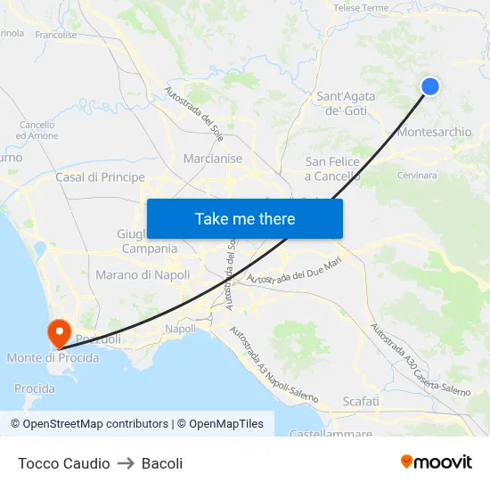 Tocco Caudio to Bacoli map