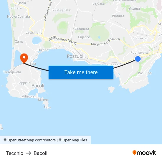 Tecchio to Bacoli map