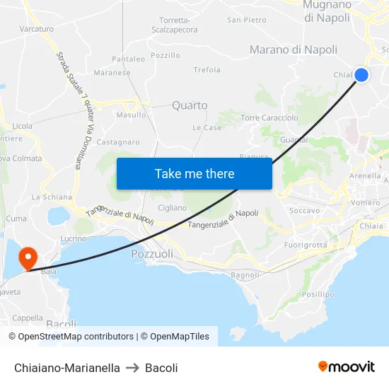 Chiaiano-Marianella to Bacoli map