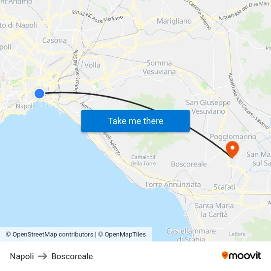 Napoli to Boscoreale map