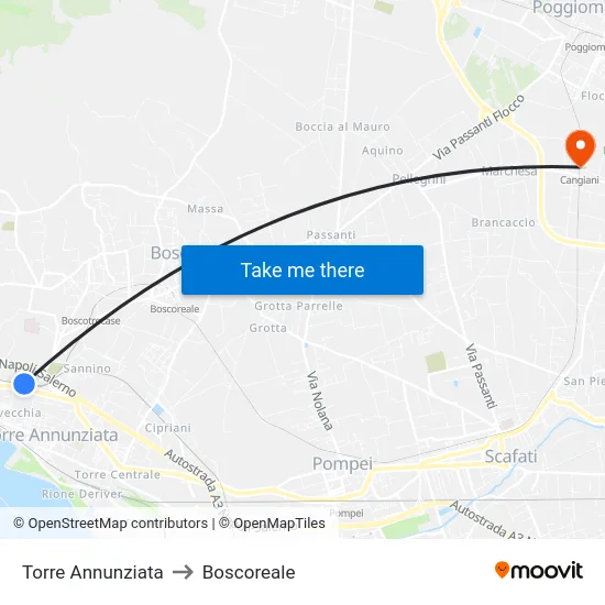 Torre Annunziata to Boscoreale map