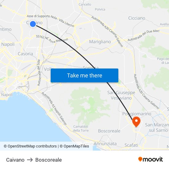 Caivano to Boscoreale map