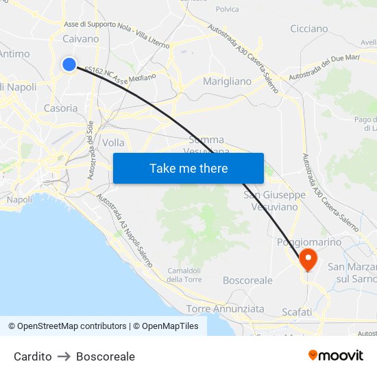 Cardito to Boscoreale map