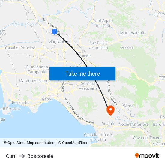 Curti to Boscoreale map