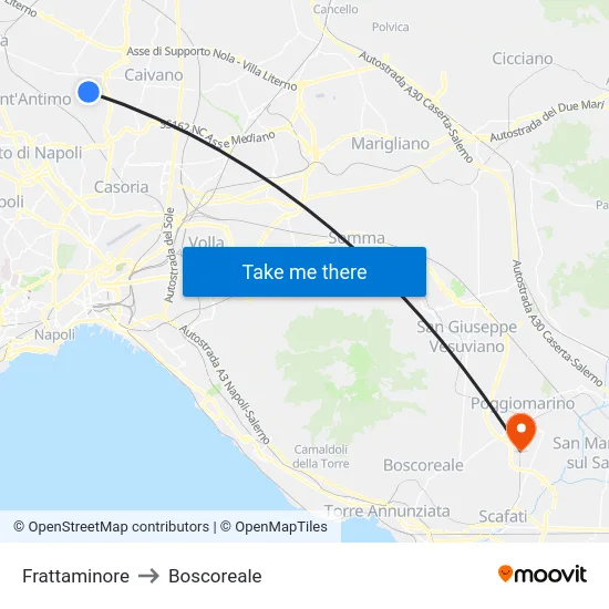 Frattaminore to Boscoreale map