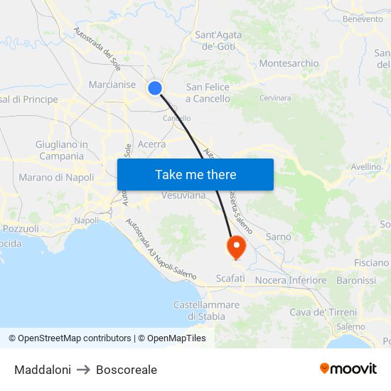 Maddaloni to Boscoreale map