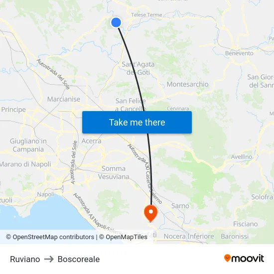 Ruviano to Boscoreale map