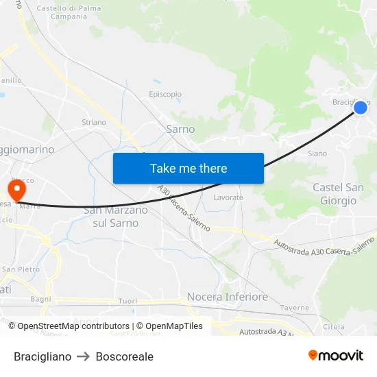 Bracigliano to Boscoreale map