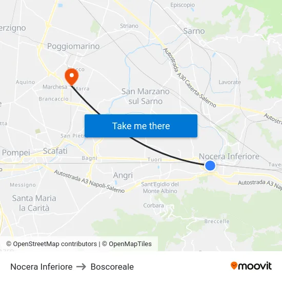 Nocera Inferiore to Boscoreale map