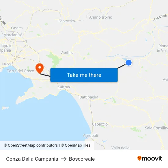 Conza Della Campania to Boscoreale map