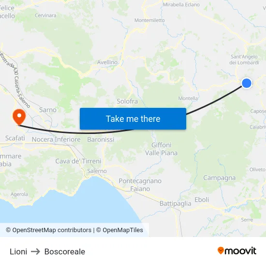 Lioni to Boscoreale map