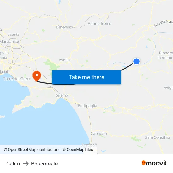Calitri to Boscoreale map