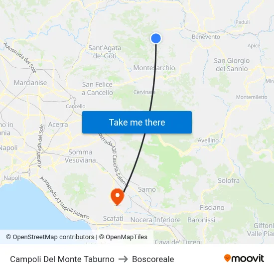 Campoli Del Monte Taburno to Boscoreale map