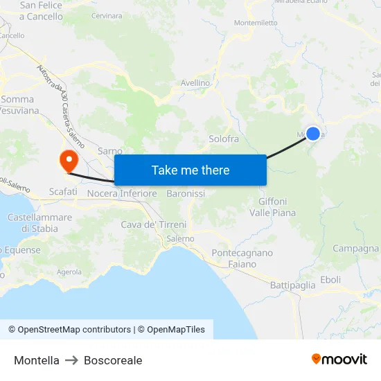 Montella to Boscoreale map