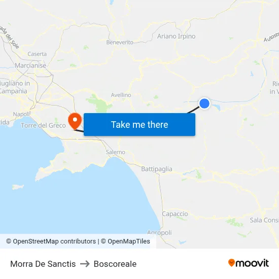 Morra De Sanctis to Boscoreale map