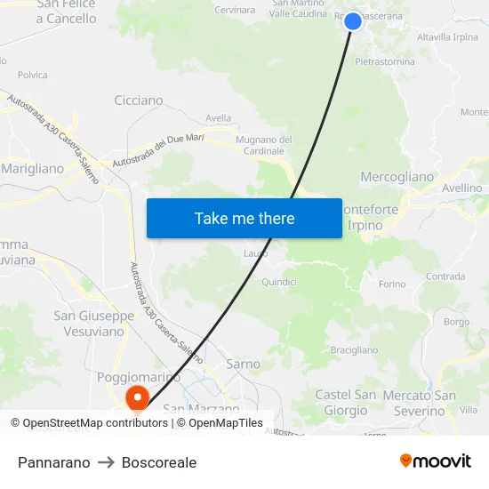 Pannarano to Boscoreale map