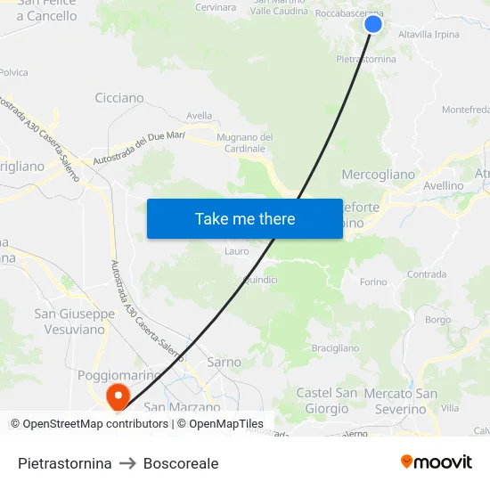 Pietrastornina to Boscoreale map