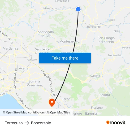 Torrecuso to Boscoreale map