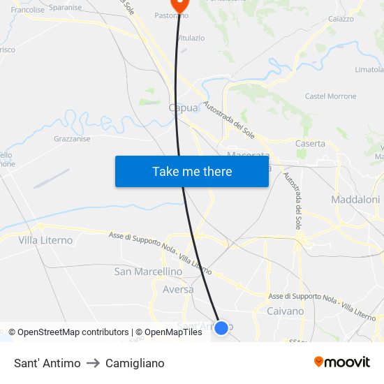 Sant' Antimo to Camigliano map