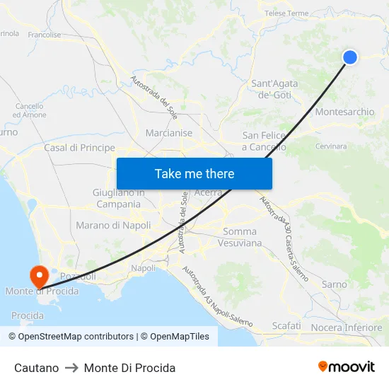Cautano to Monte Di Procida map