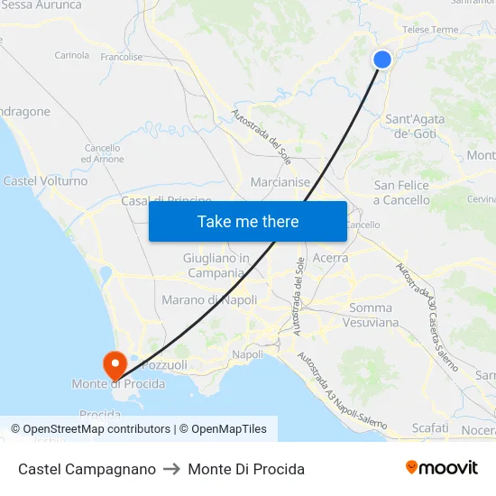 Castel Campagnano to Monte Di Procida map
