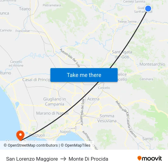 San Lorenzo Maggiore to Monte Di Procida map