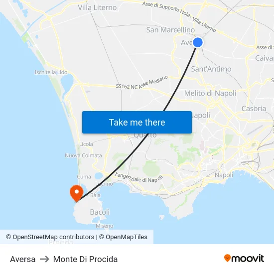 Aversa to Monte Di Procida map