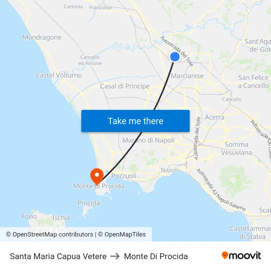 Santa Maria Capua Vetere to Monte Di Procida map