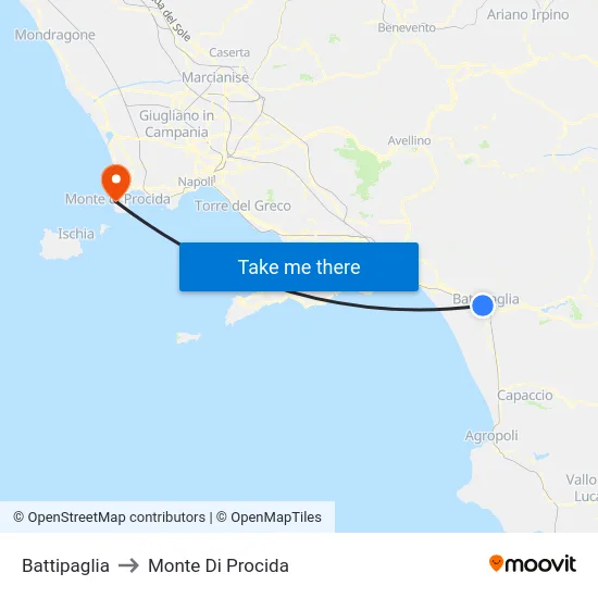 Battipaglia to Monte Di Procida map