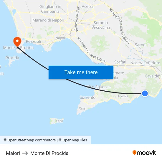 Maiori to Monte Di Procida map