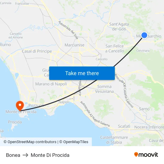 Bonea to Monte Di Procida map
