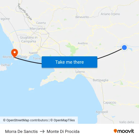 Morra De Sanctis to Monte Di Procida map