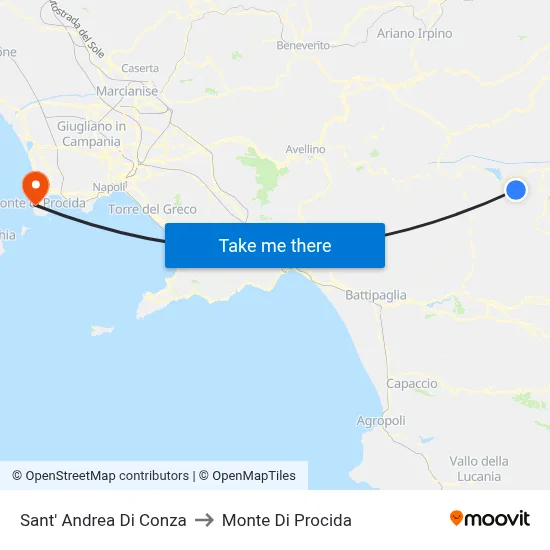 Sant' Andrea Di Conza to Monte Di Procida map
