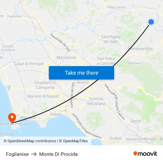 Foglianise to Monte Di Procida map