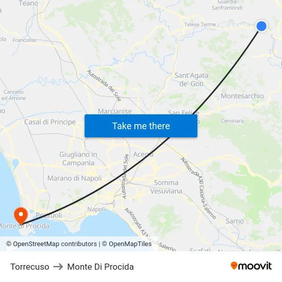 Torrecuso to Monte Di Procida map