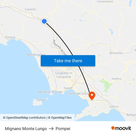 Mignano Monte Lungo to Pompei map