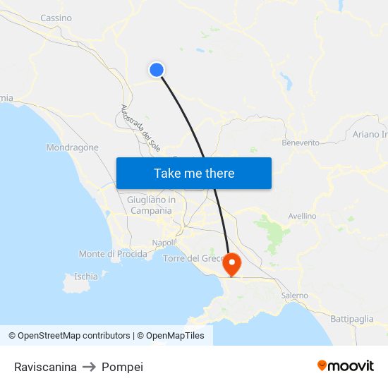 Raviscanina to Pompei map