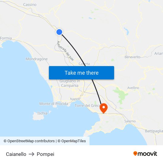 Caianello to Pompei map