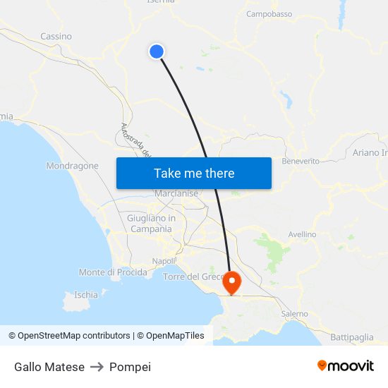 Gallo Matese to Pompei map