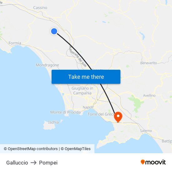 Galluccio to Pompei map