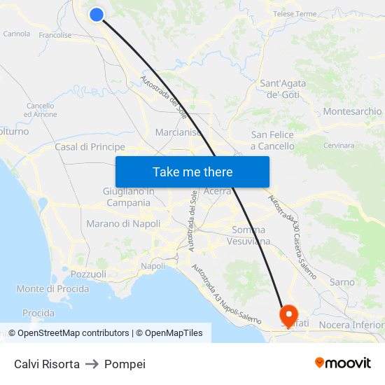 Calvi Risorta to Pompei map