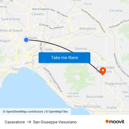 Casavatore to San Giuseppe Vesuviano map