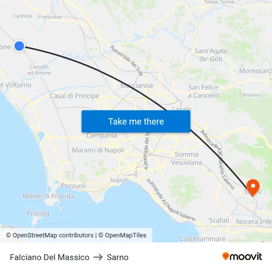 Falciano Del Massico to Sarno map