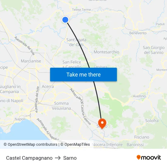 Castel Campagnano to Sarno map