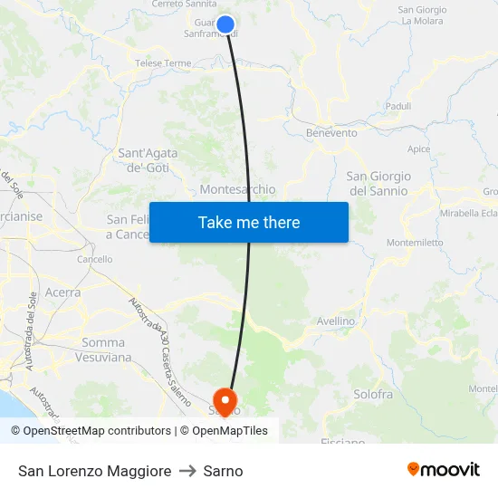 San Lorenzo Maggiore to Sarno map