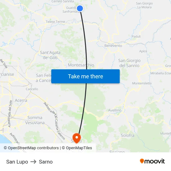 San Lupo to Sarno map